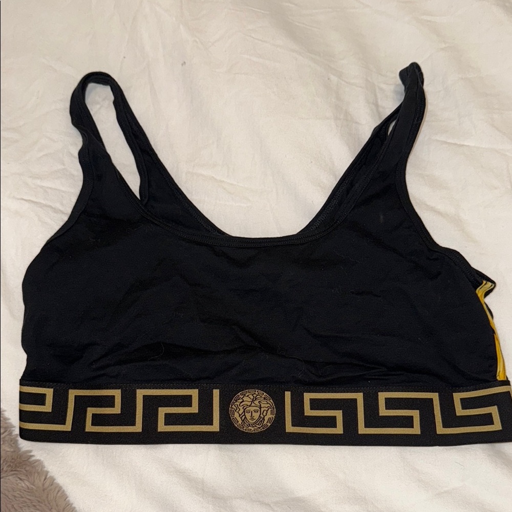 Versace Black Sports Bra with Gold Trim